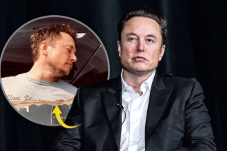 Elon Musk speaking at Tesla's Gigafactory in May 2025.