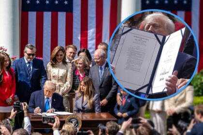 President Donald Trump and First Lady Melania Trump signing the 'Take It Down Act' into law
