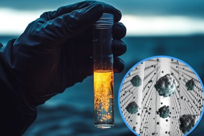 Graphene oxide membrane filtering seawater into clean drinking water.