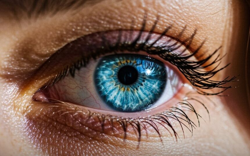 Diagram illustrating the HERC2 gene mutation leading to blue eyes.