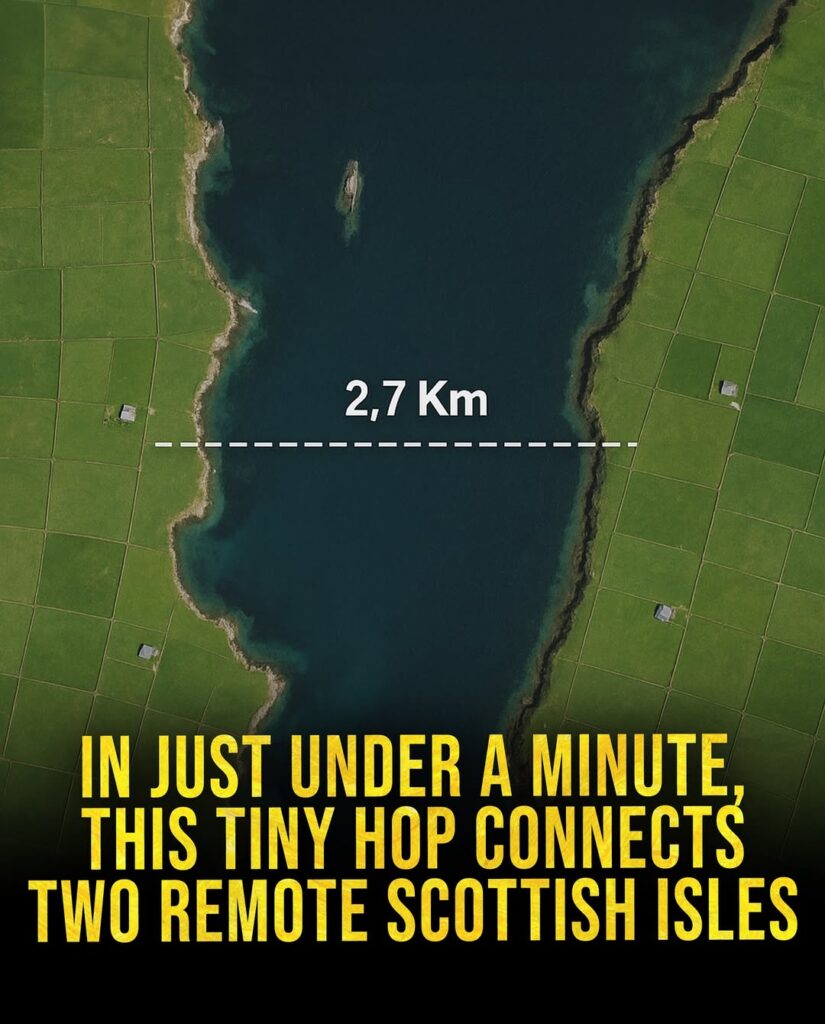 Scenic aerial photograph highlighting the closeness of Westray and Papa Westray islands.