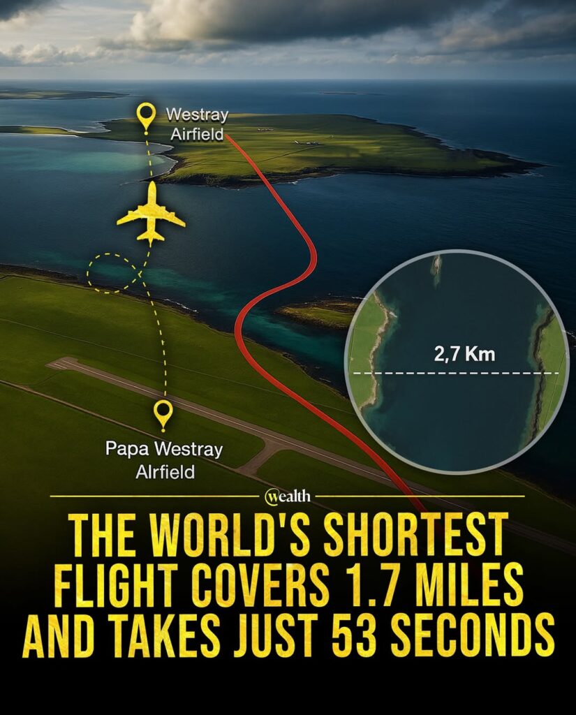 Loganair's BN-2 Islander preparing for the world's shortest flight at Westray Airport.