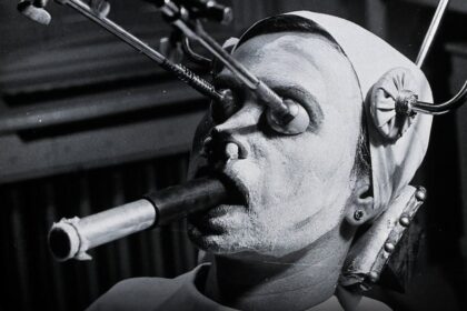 Historical image of a woman receiving a chemical skin peel treatment in 1937 Hungary