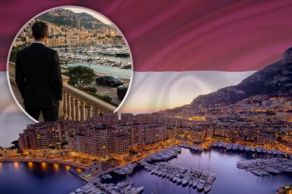 Monaco's densely populated coastline with luxury buildings.