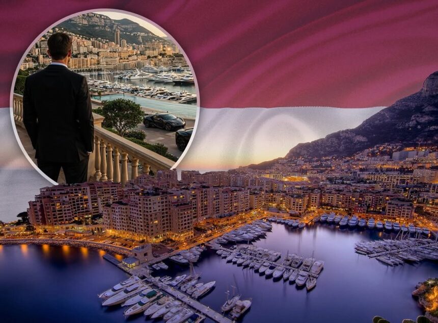 Monaco's densely populated coastline with luxury buildings.